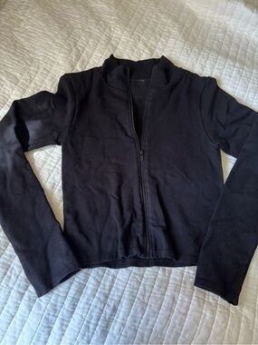 Black Zip-Up Lightweight Jacket Fabletics soft sweater
